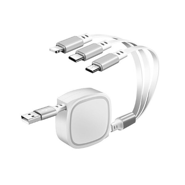 ITCB034 – MULTICABLE – 3 IN 1 RETRACTABLE – 2.4A FAST CHARGE